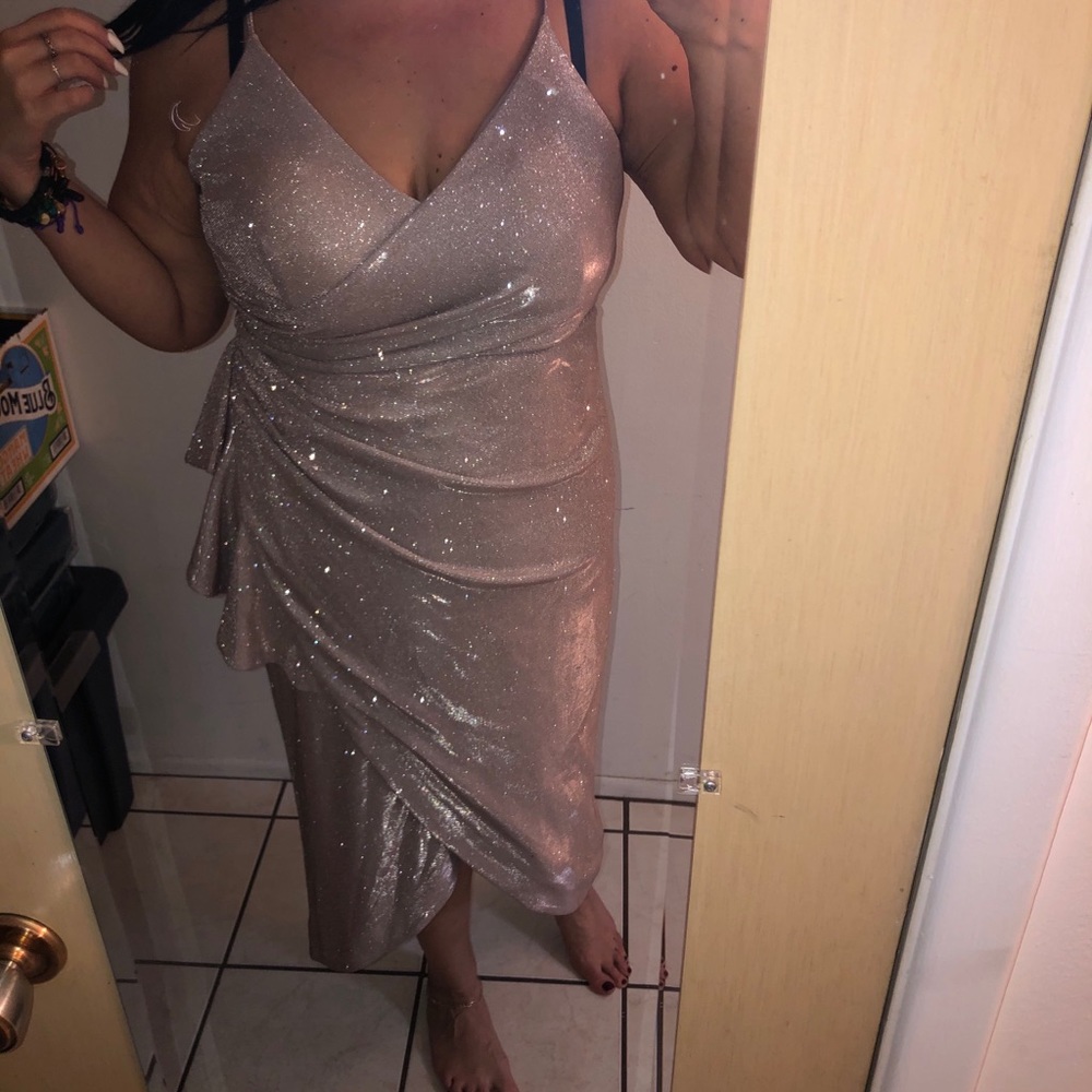 Vincent Camuto silver sparkle cocktail dress SZ 18